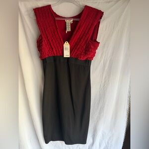 Sophie Max Black/Red  VNeck Mini Dress M NWT